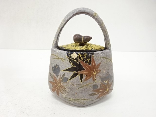 作家物　色絵　紅葉　香炉(保護箱付)